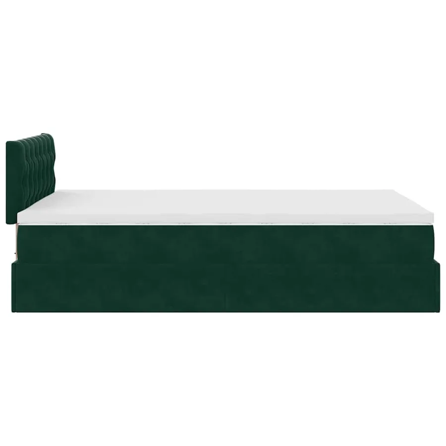 Cadre de lit ottoman avec matelas vert foncé 120x200 cm velours - 10