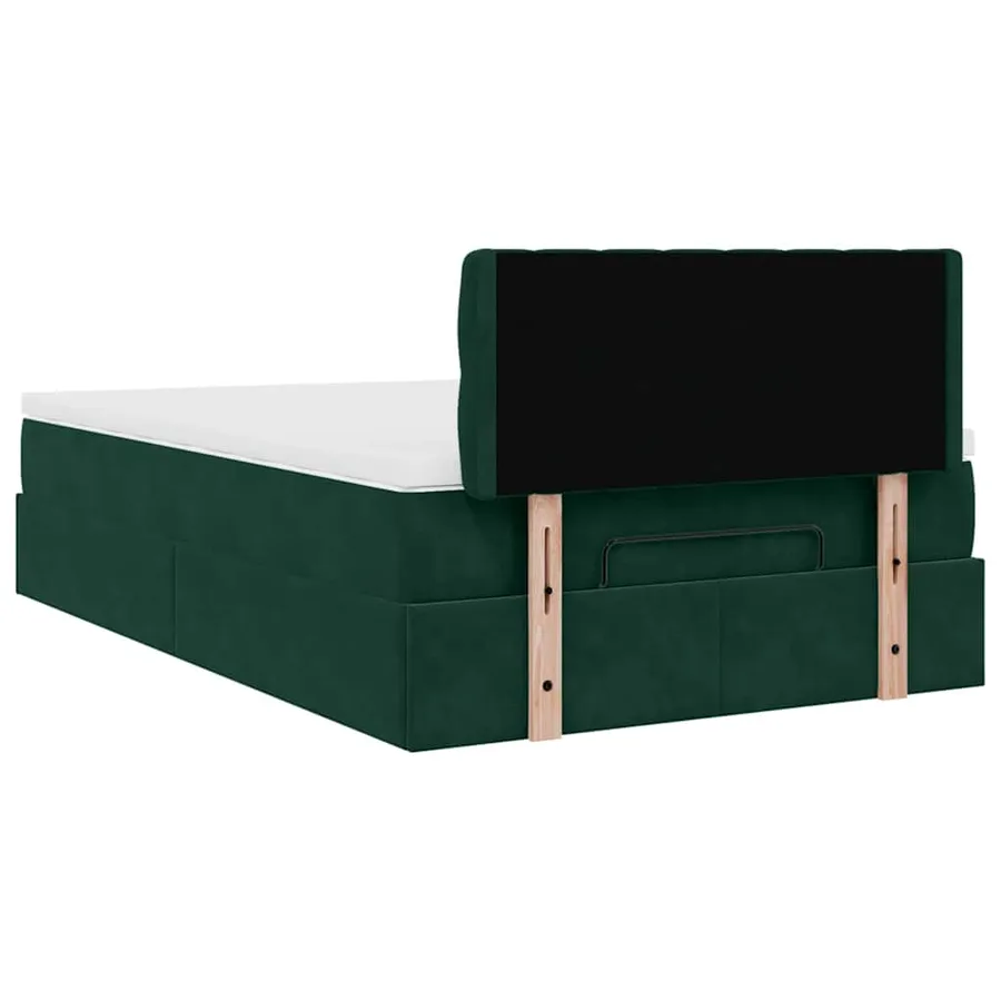 Cadre de lit ottoman avec matelas vert foncé 120x200 cm velours - 11
