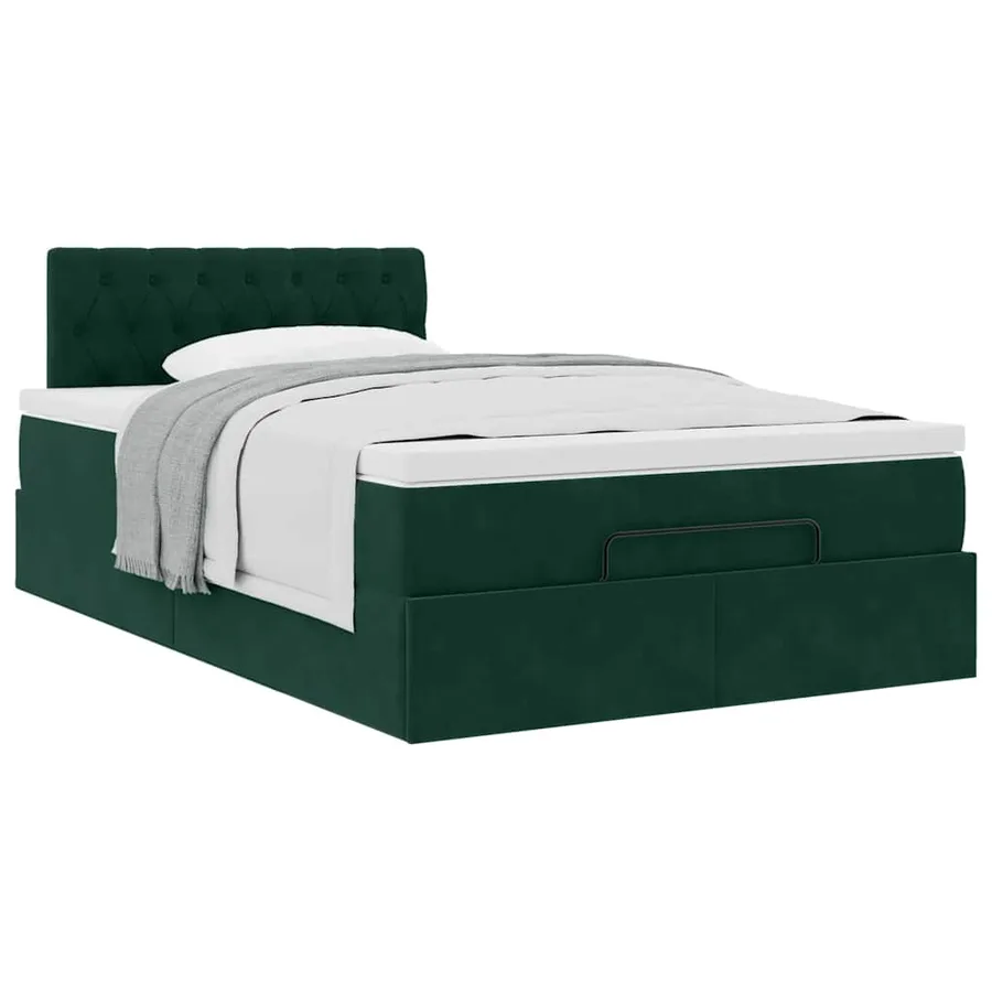 Cadre de lit ottoman avec matelas vert foncé 120x200 cm velours - 5