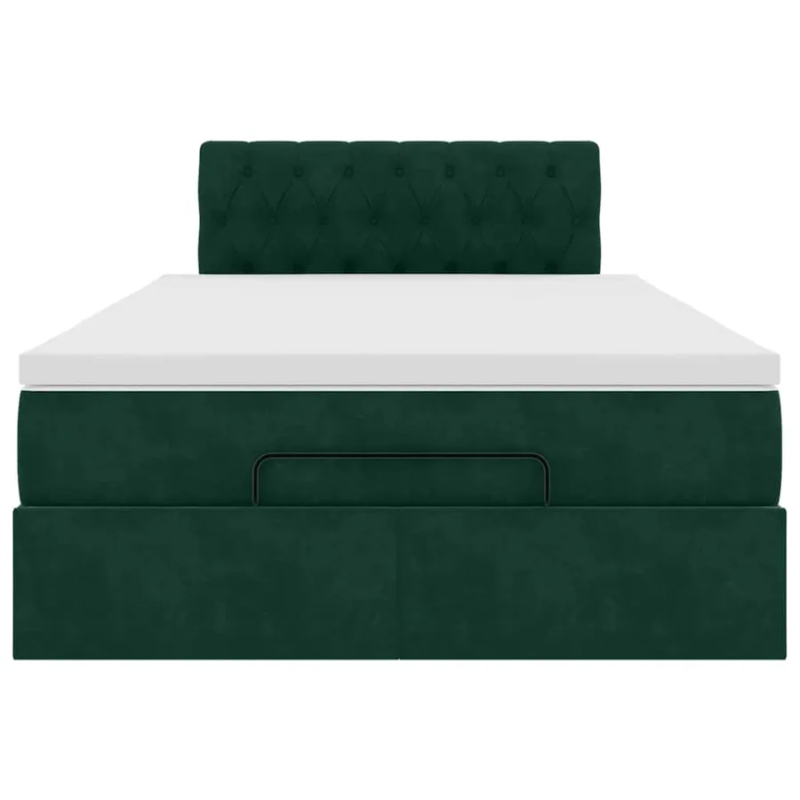 Cadre de lit ottoman avec matelas vert foncé 120x200 cm velours - 7