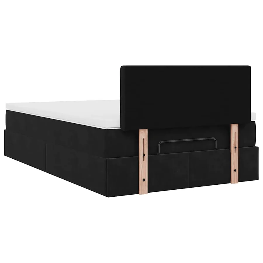 Cadre de lit ottoman avec matelas noir 120x200 cm velours - 11