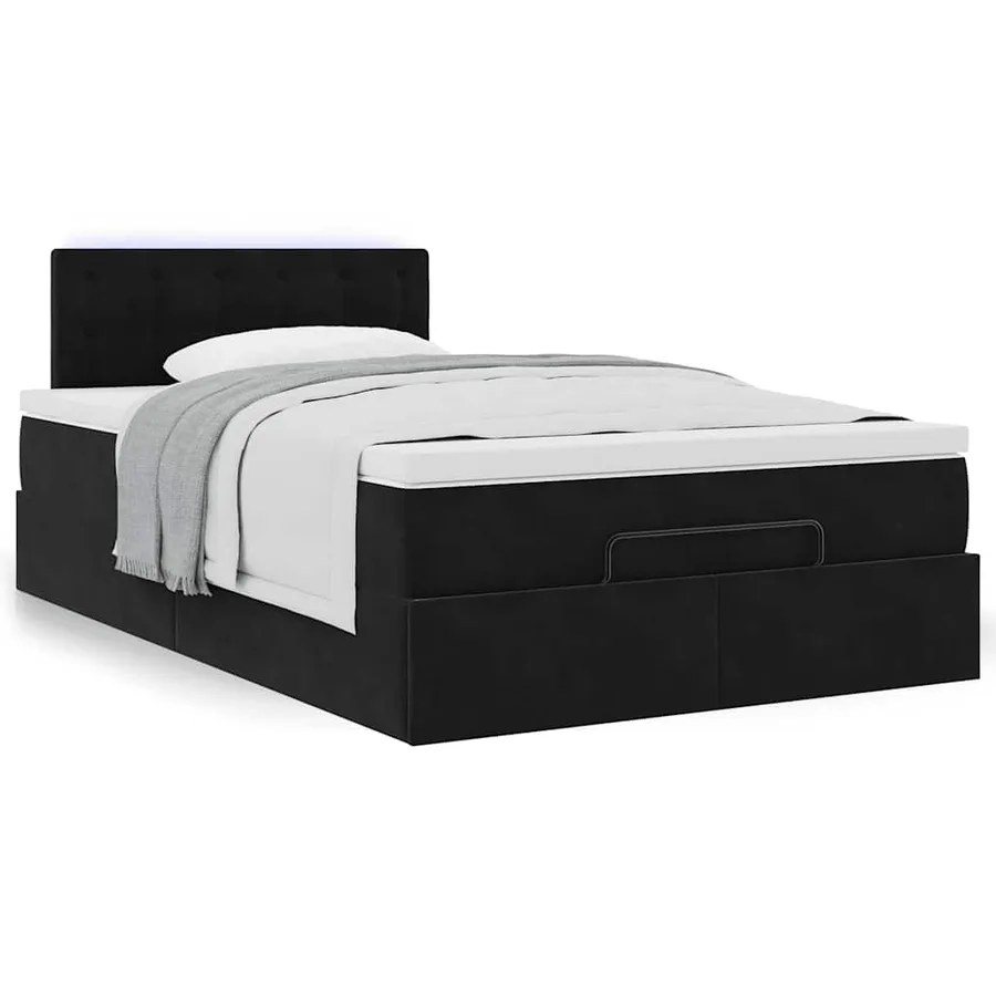 Cadre de lit ottoman avec matelas noir 120x200 cm velours - 4