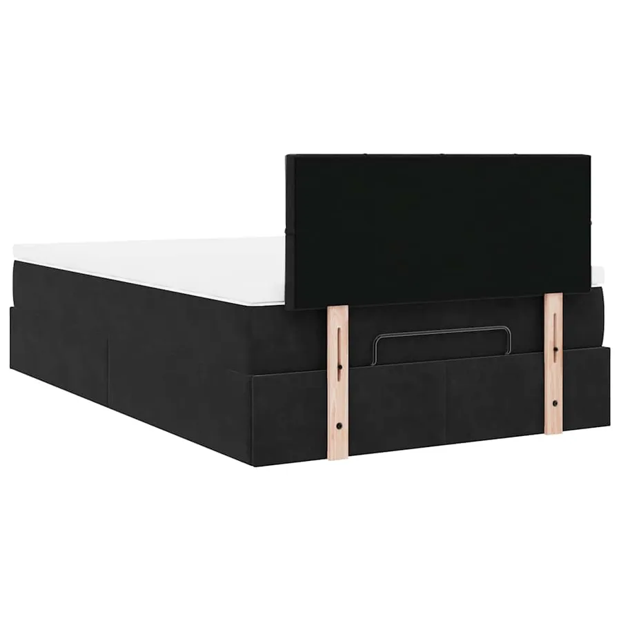 Cadre de lit ottoman avec matelas noir 120x200 cm velours - 10