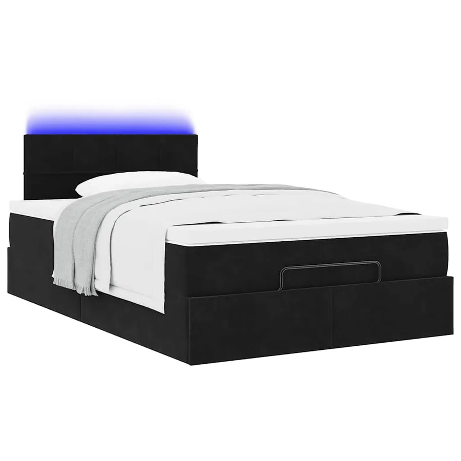 Cadre de lit ottoman avec matelas noir 120x200 cm velours - 3