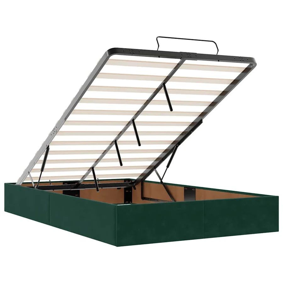 Cadre de lit ottoman avec matelas vert foncé 120x200 cm velours - 10