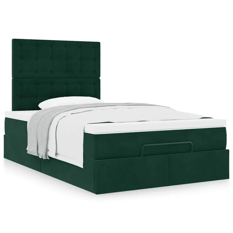 Cadre de lit ottoman avec matelas vert foncé 120x200 cm velours - 4