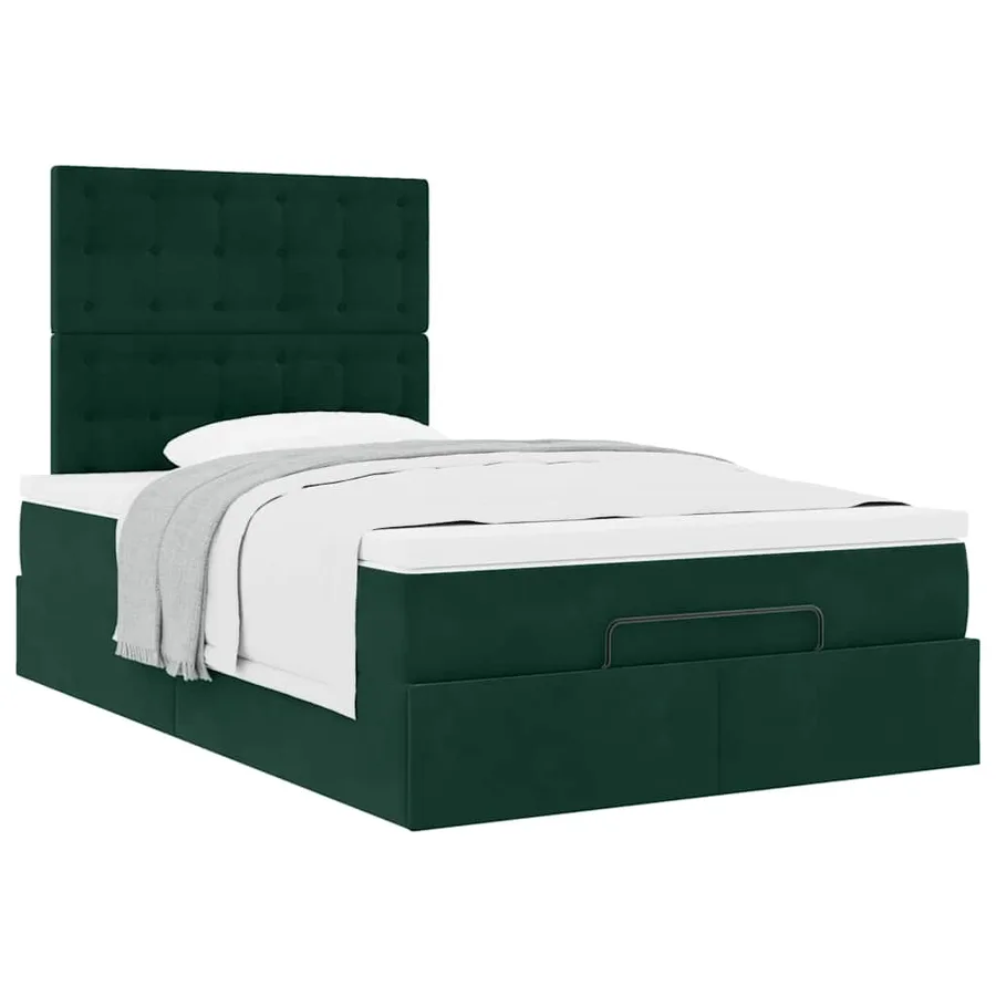 Cadre de lit ottoman avec matelas vert foncé 120x200 cm velours - 5
