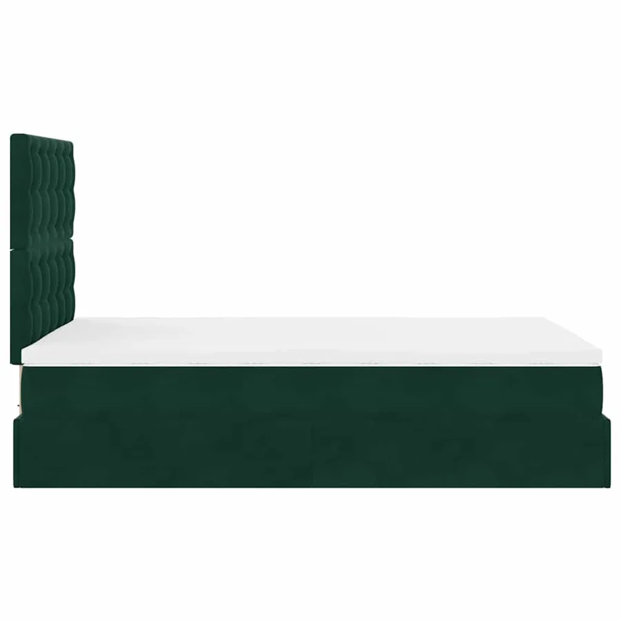 Cadre de lit ottoman avec matelas vert foncé 120x200 cm velours - 8