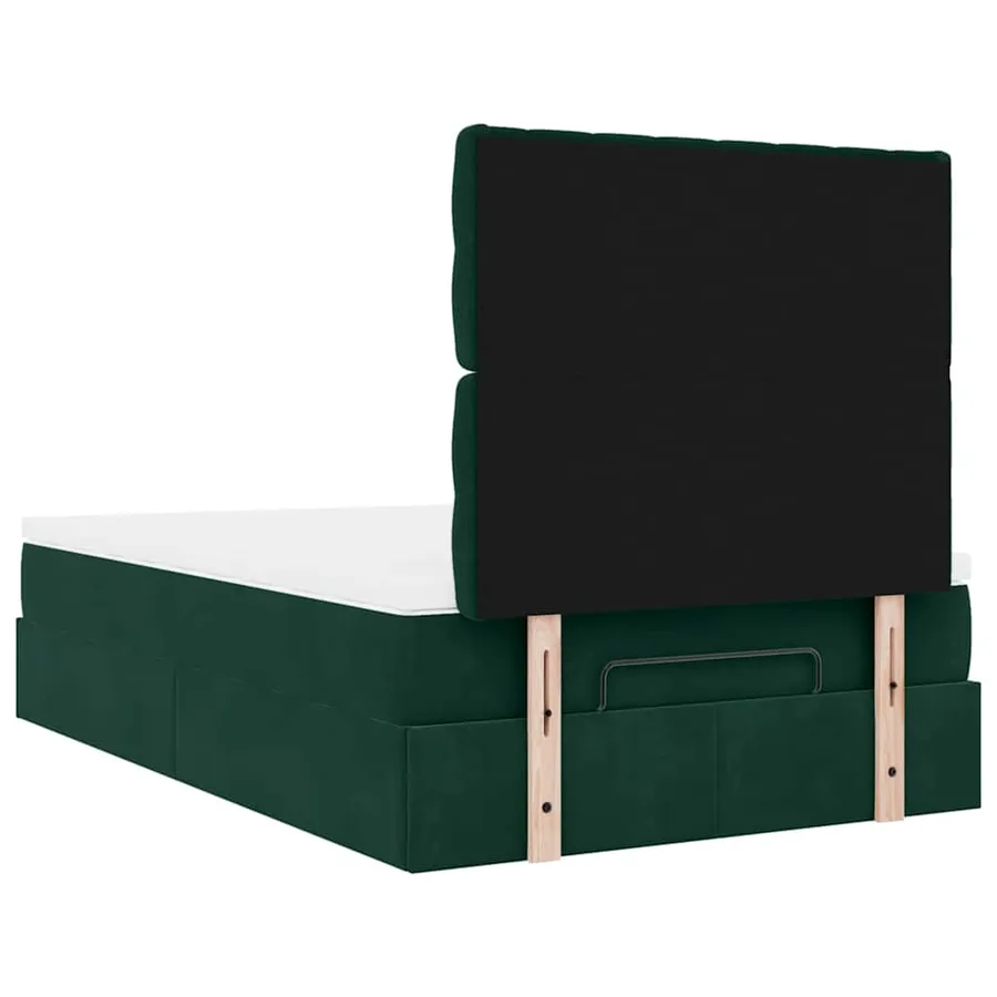 Cadre de lit ottoman avec matelas vert foncé 120x200 cm velours - 10