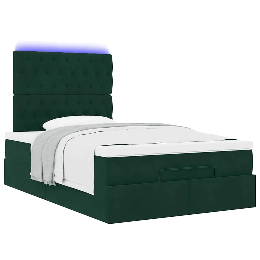 Cadre de lit ottoman avec matelas vert foncé 120x200 cm velours - 6
