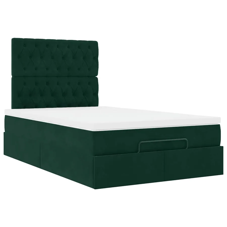 Cadre de lit ottoman avec matelas vert foncé 120x200 cm velours - 7