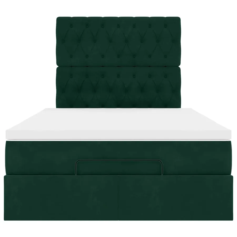 Cadre de lit ottoman avec matelas vert foncé 120x200 cm velours - 8