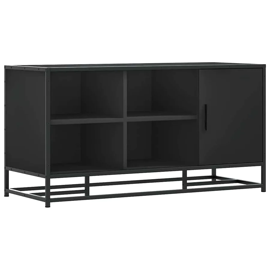 Banc à chaussures noir 100x40x53,5cm bois d'ingénierie et métal - 2