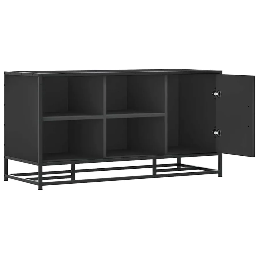 Banc à chaussures noir 100x40x53,5cm bois d'ingénierie et métal - 5