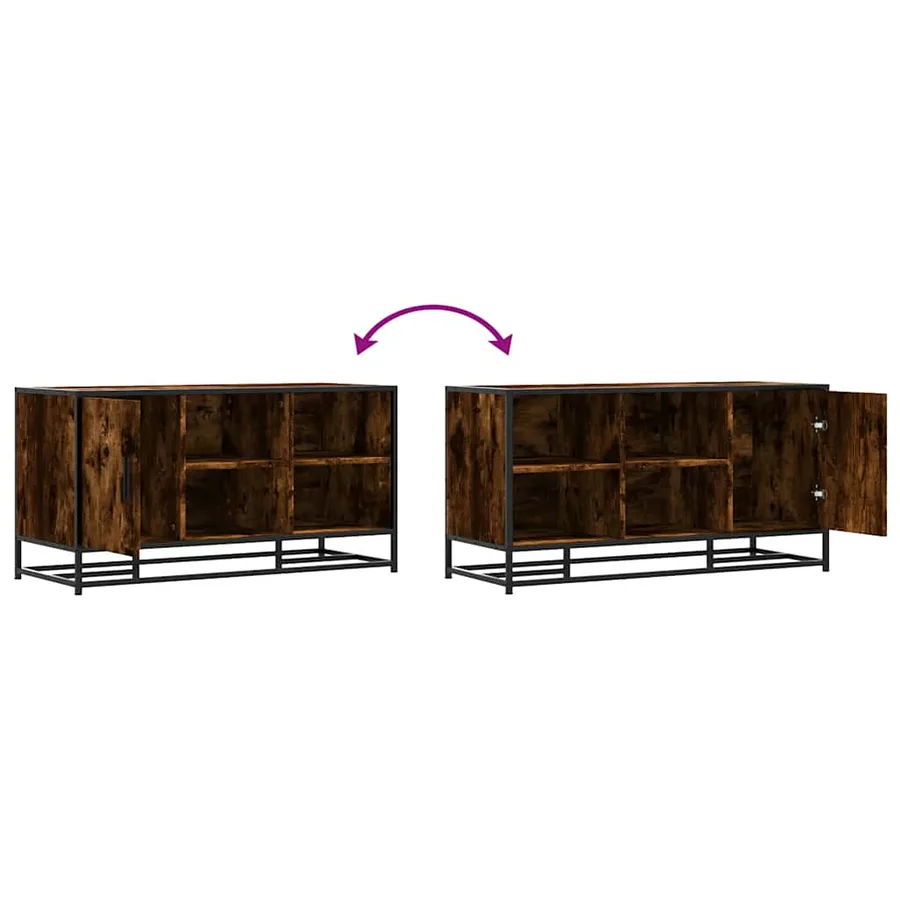 Banc à chaussures chêne fumé bois d'ingénierie et métal - 9