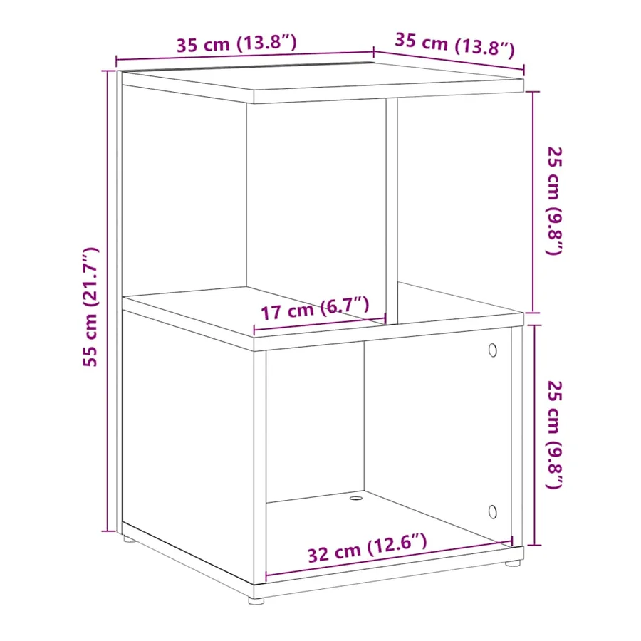 Table de chevet vieux bois 35x35x55 cm bois d'ingénierie - 10