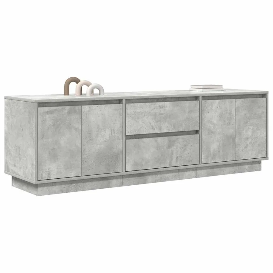 Meuble TV avec lumières LED gris béton 160,5x41x50 cm - 5