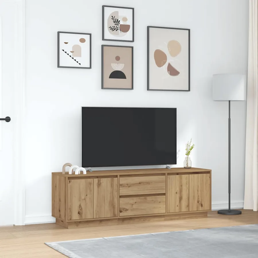 Meuble TV avec éclairages LED chêne artisanal 160,5x41x50 cm - 4