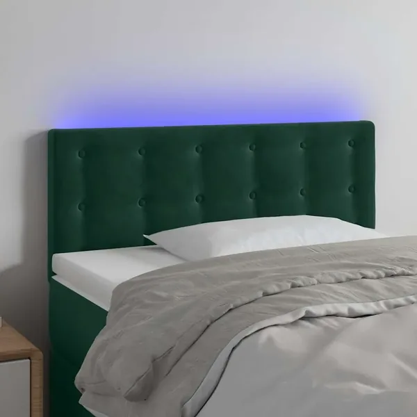 Tête de lit à LED Vert foncé 90x5x78/88 cm Velours