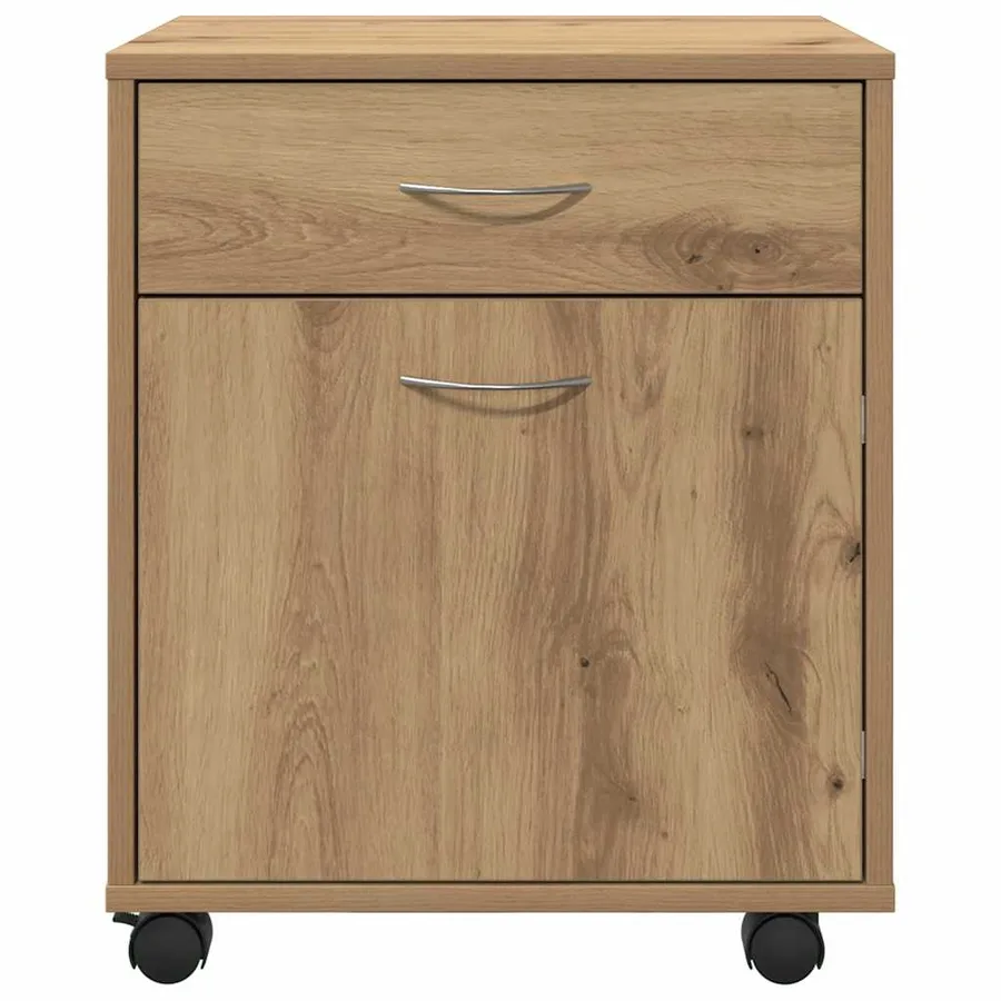 Armoire roulante chêne artisanal 45x38x54 cm bois d'ingénierie - 5