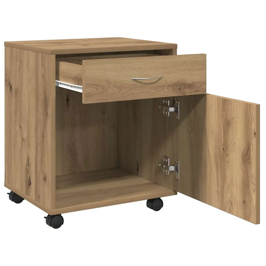 Armoire roulante chêne artisanal 45x38x54 cm bois d'ingénierie - 8