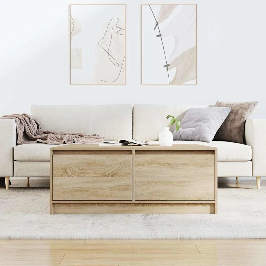 Table basse avec tiroirs chêne sonoma 100x100x40 cm - 3