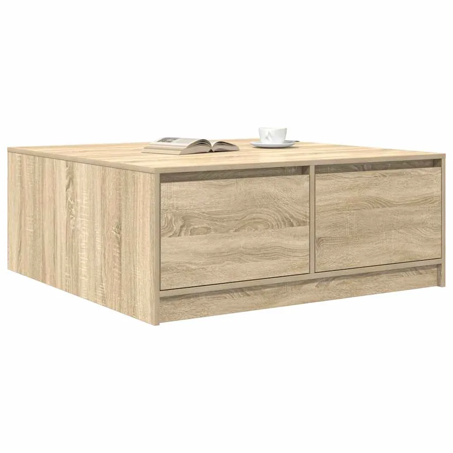 Table basse avec tiroirs chêne sonoma 100x100x40 cm - 4