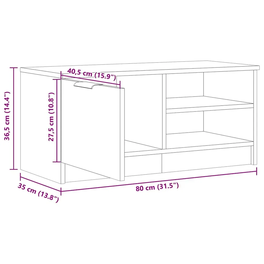 Meuble TV vieux bois 80x35x36,5 cm bois d'ingénierie - 11