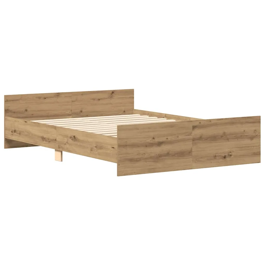 Cadre de lit sans matelas chêne artisanal 140x190 cm - 4