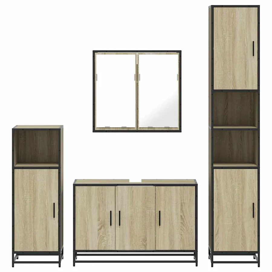 Ensemble de meubles de salle de bain 4 pcs chêne sonoma - 5