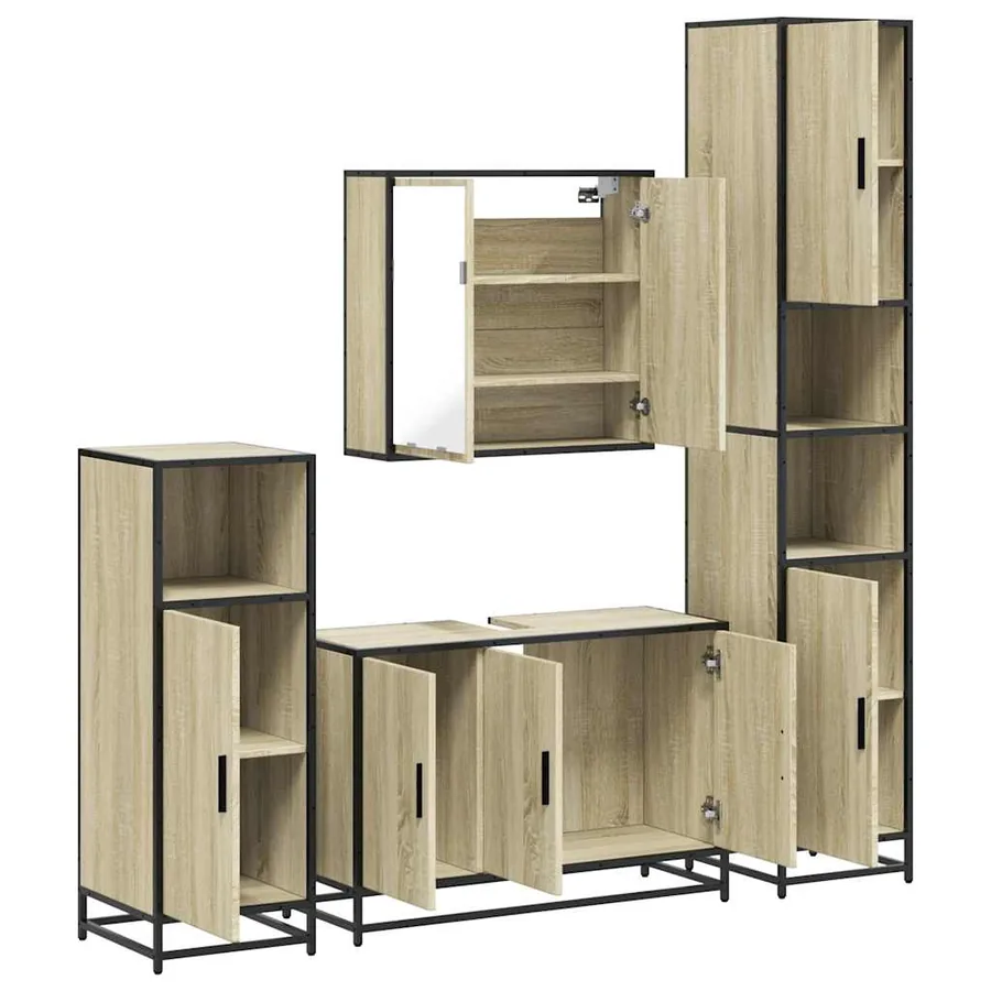 Ensemble de meubles de salle de bain 4 pcs chêne sonoma - 6