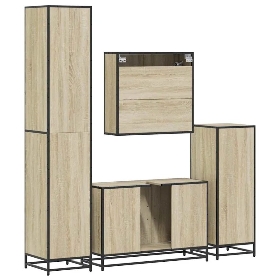 Ensemble de meubles de salle de bain 4 pcs chêne sonoma - 8