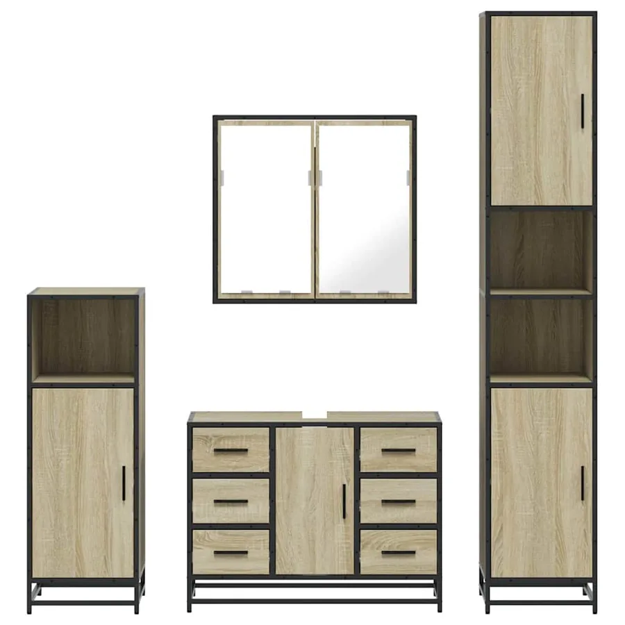 Ensemble de meubles de salle de bain 4 pcs chêne sonoma - 5