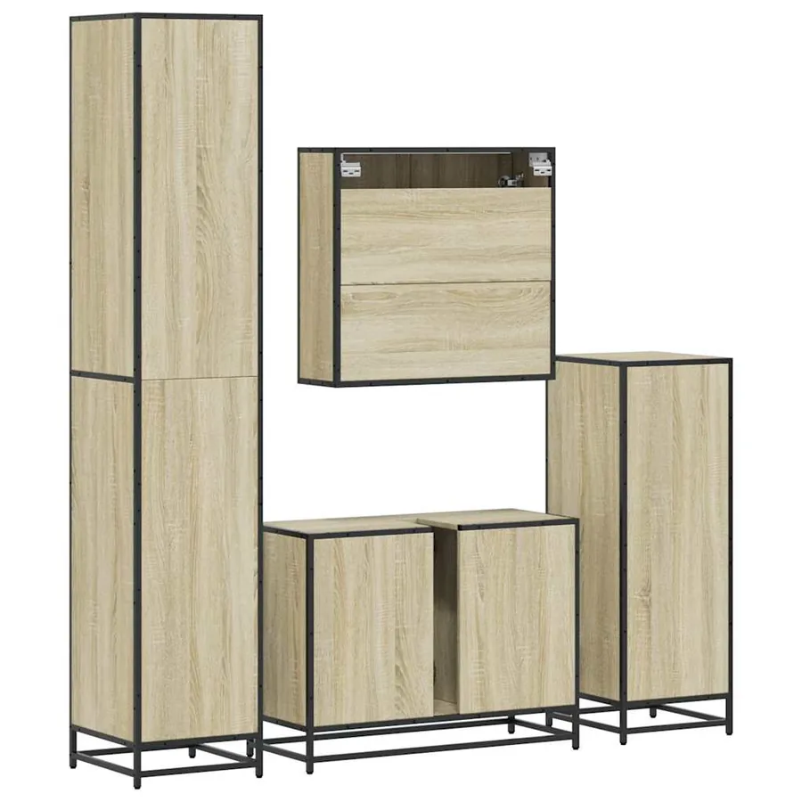 Ensemble de meubles de salle de bain 4 pcs chêne sonoma - 8