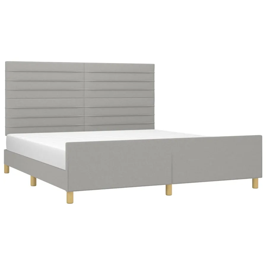Cadre de lit sans matelas gris clair 160x200 cm tissu - 3