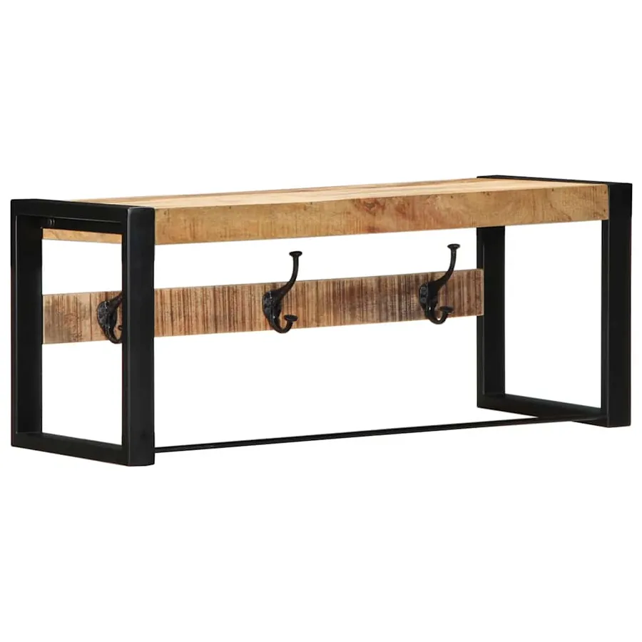 Porte-manteau 80x35x35 cm bois de manguier massif brut - 11
