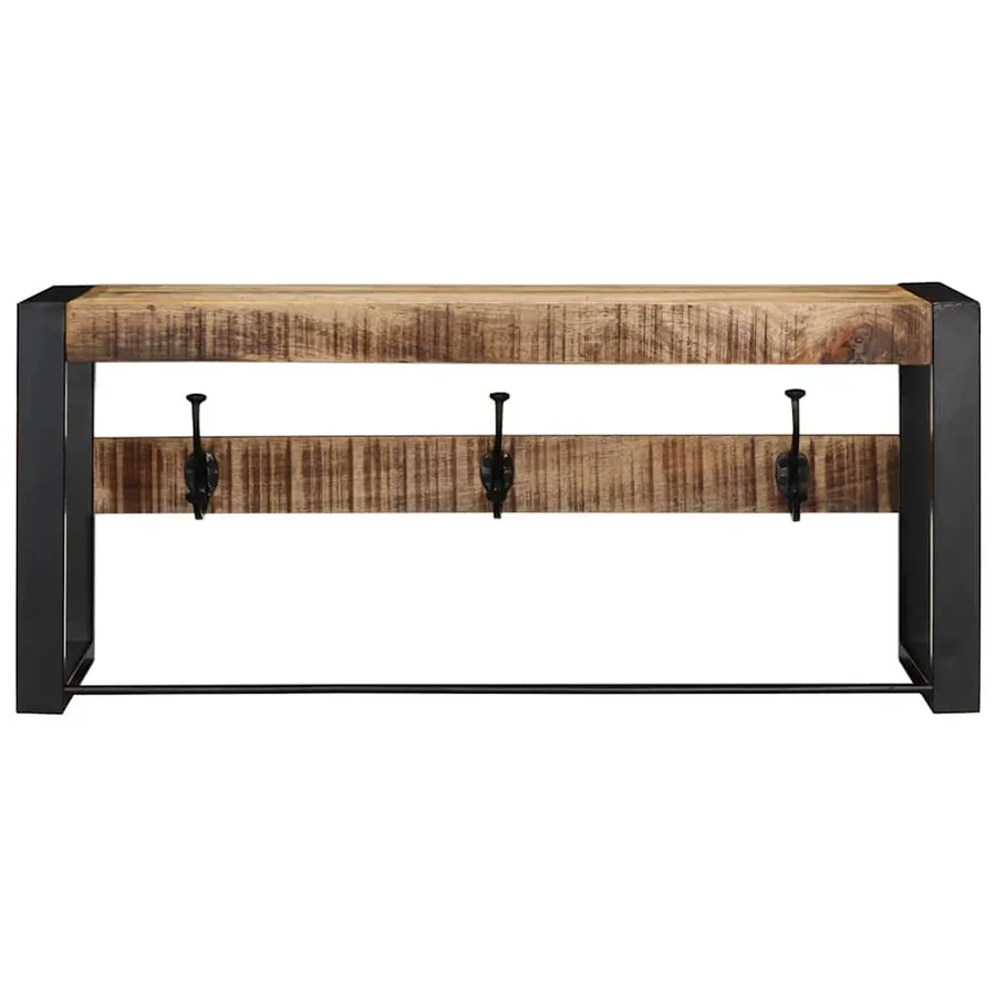 Porte-manteau 80x35x35 cm bois de manguier massif brut - 2