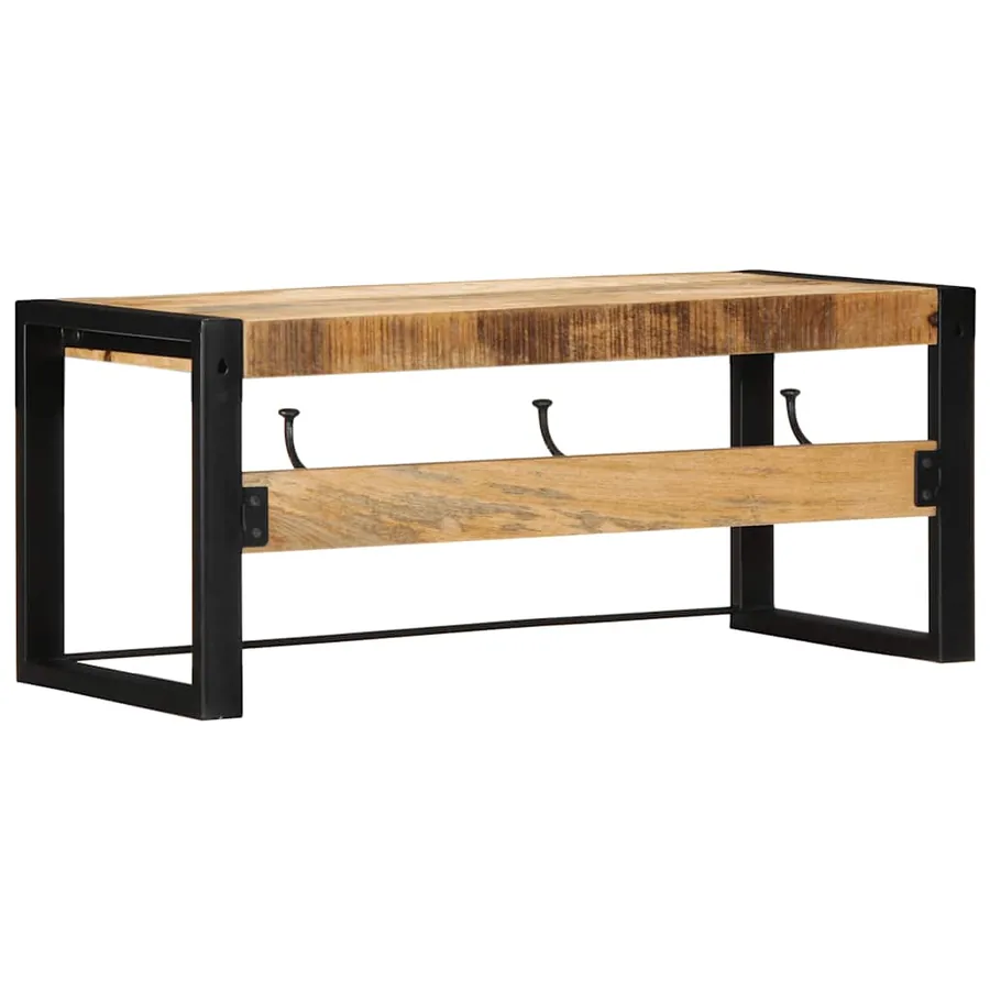 Porte-manteau 80x35x35 cm bois de manguier massif brut - 4