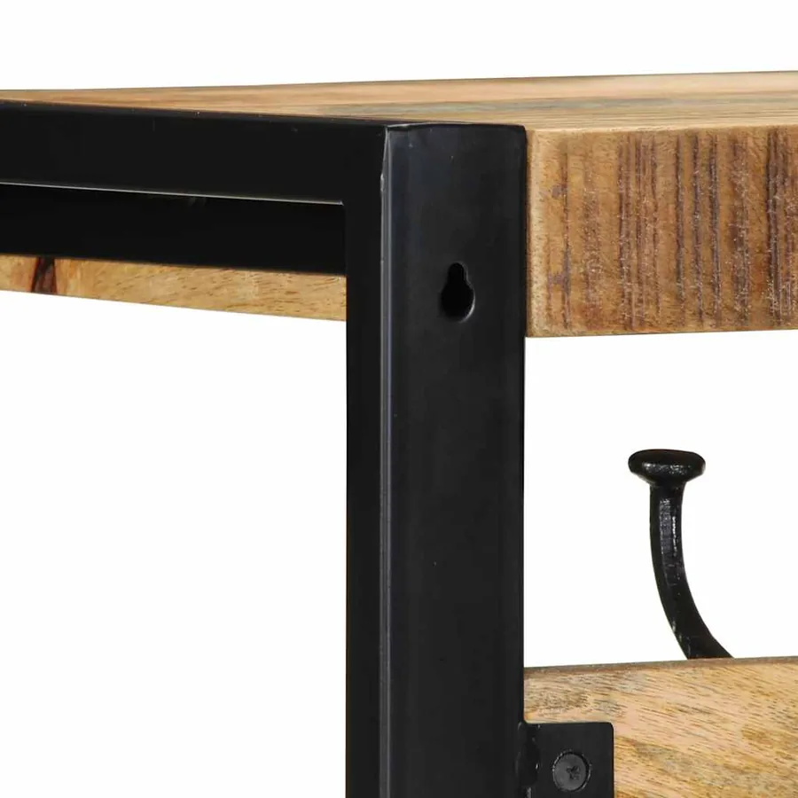Porte-manteau 80x35x35 cm bois de manguier massif brut - 7