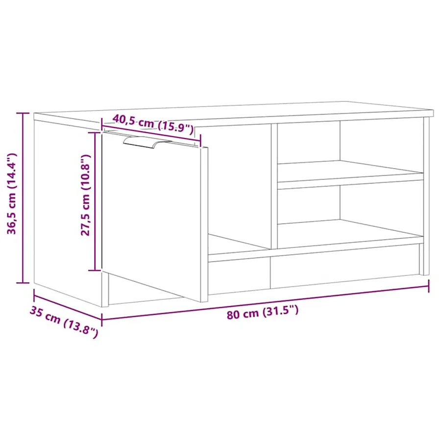 Meuble TV chêne artisanal 80x35x36,5 cm bois d'ingénierie - 15