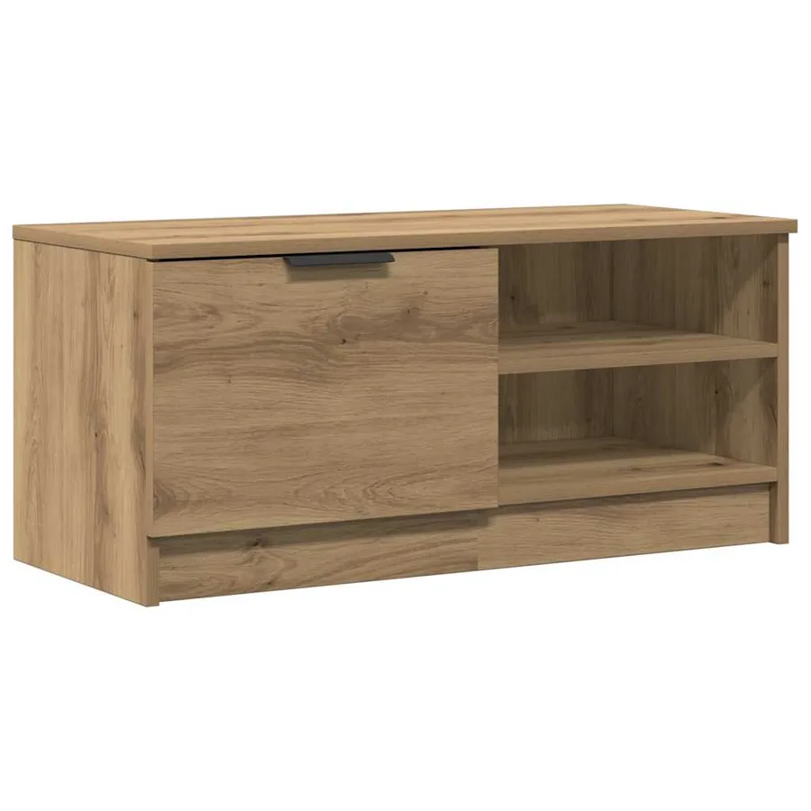 Meuble TV chêne artisanal 80x35x36,5 cm bois d'ingénierie - 2