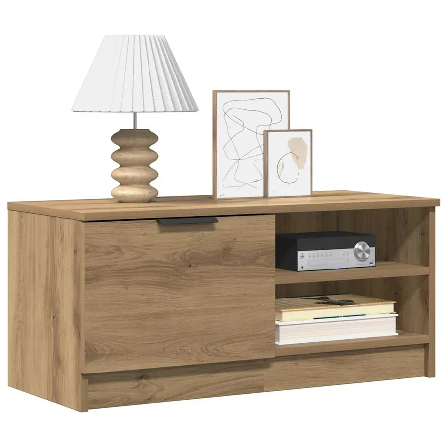 Meuble TV chêne artisanal 80x35x36,5 cm bois d'ingénierie - 3