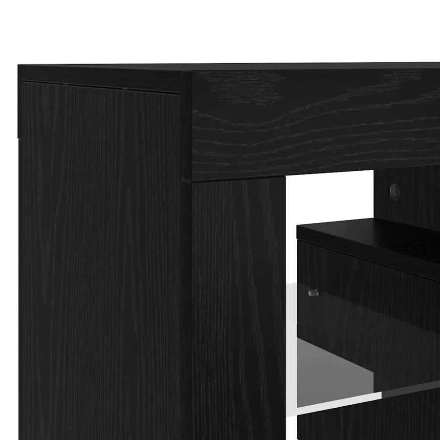 Meuble TV avec éclairage LED en chêne noir 140 x 36,5 x 40 cm bois composite - 11
