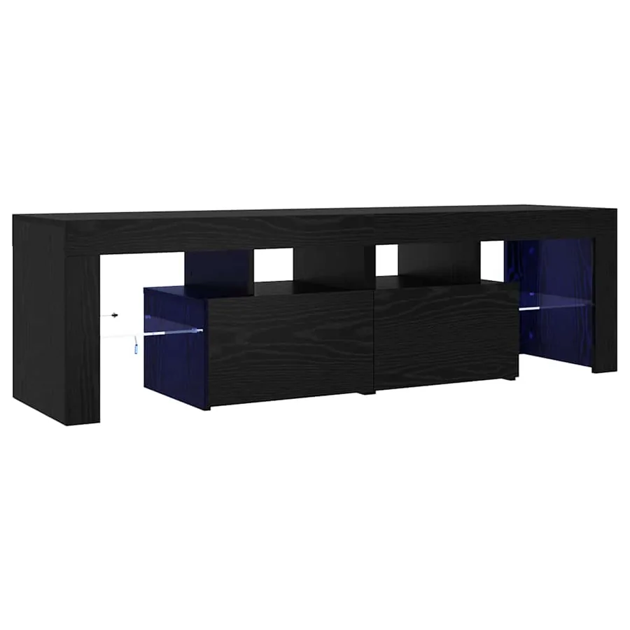 Meuble TV avec éclairage LED en chêne noir 140 x 36,5 x 40 cm bois composite - 4