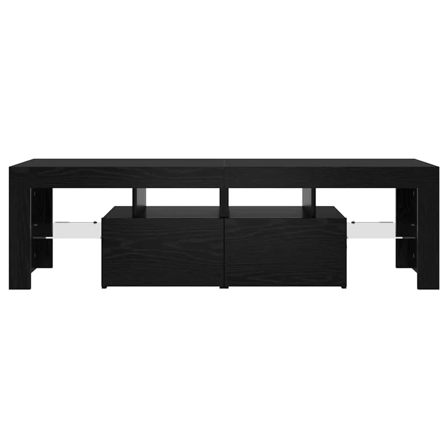 Meuble TV avec éclairage LED en chêne noir 140 x 36,5 x 40 cm bois composite - 6