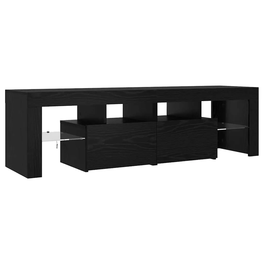 Meuble TV avec éclairage LED en chêne noir 140 x 36,5 x 40 cm bois composite - 7