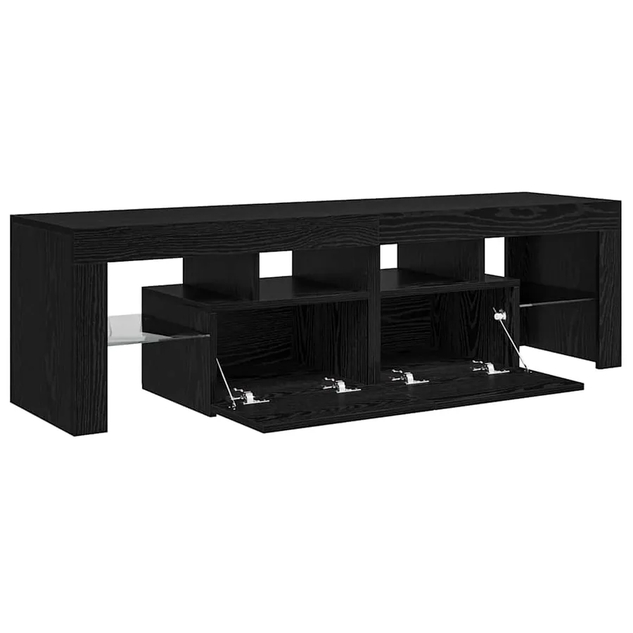 Meuble TV avec éclairage LED en chêne noir 140 x 36,5 x 40 cm bois composite - 8
