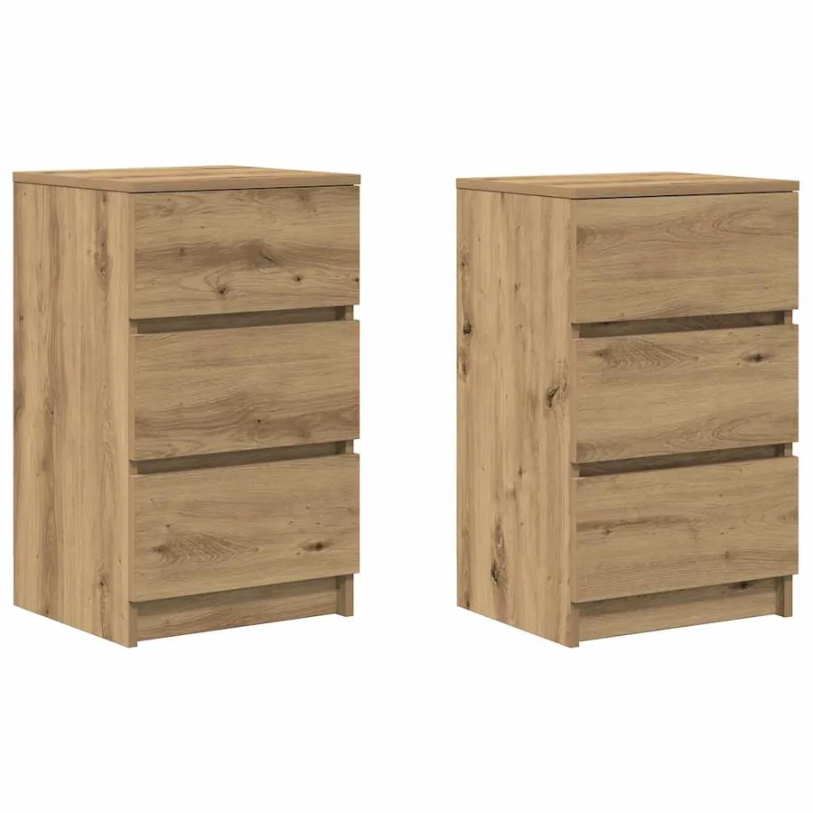 Tables de chevet 3 tiroirs 2 pcs chêne artisanal 39x35x65 cm - 2