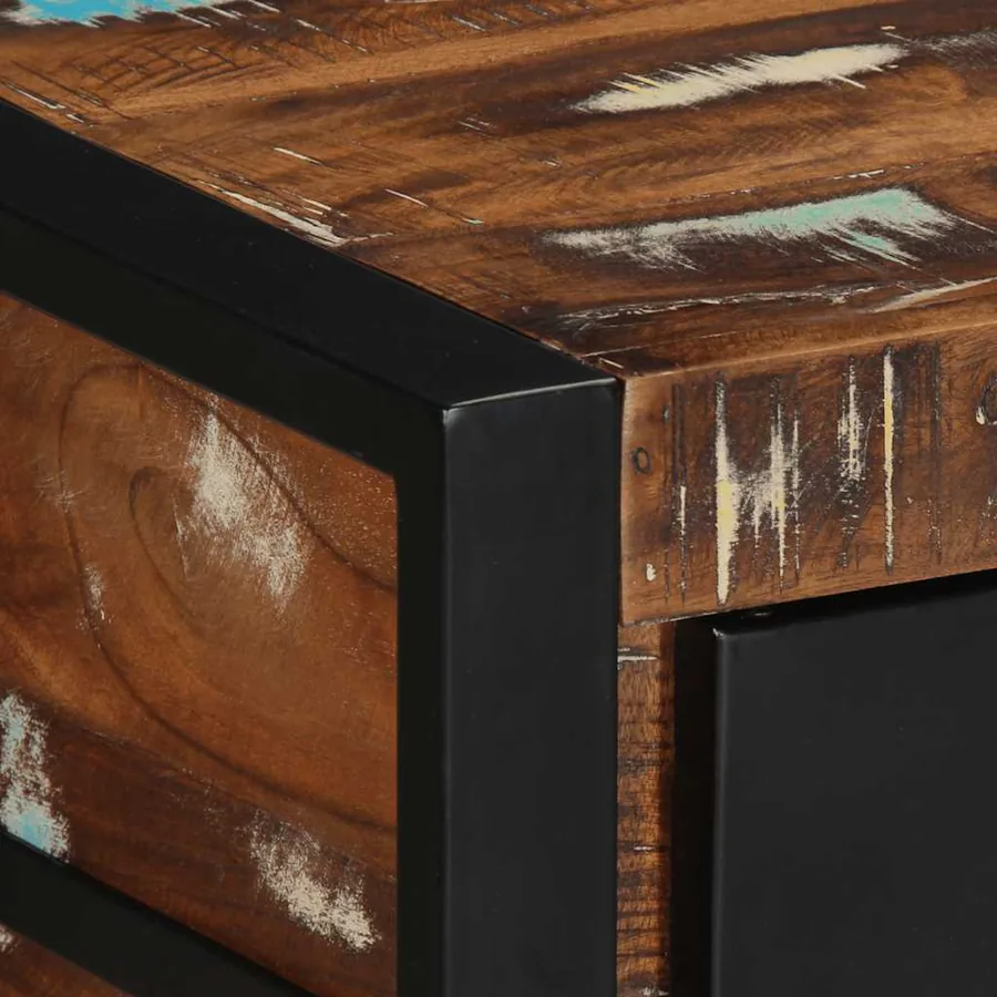 Table console multicolore 100x35x75 cm bois massif récupération - 6