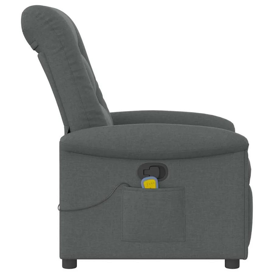 Fauteuil inclinable de massage en tissu gris foncé - 4